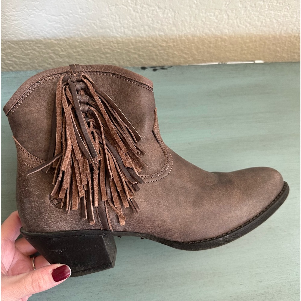 Ariat Brown Ankle Boots with Fringe